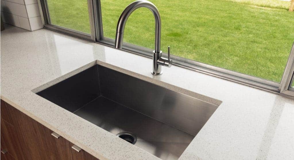 one material kitchen countertop and sink