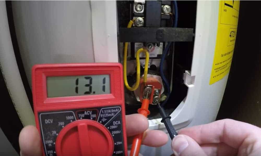 Use a digital multimeter to read the water heater element