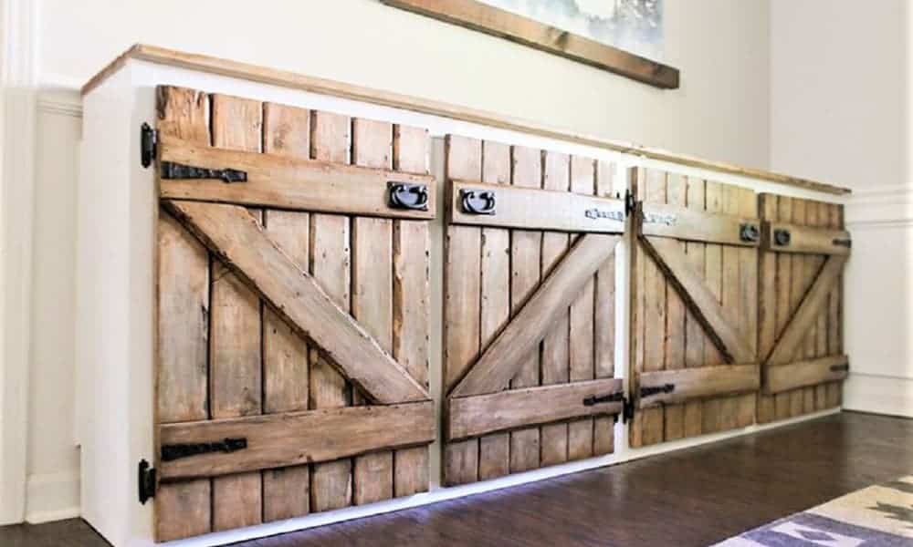 Barn wood doors of the cabinet