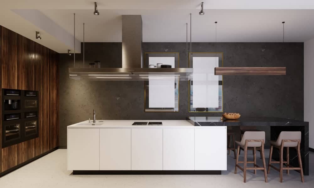 Contemporary kitchen with a glossy countertop