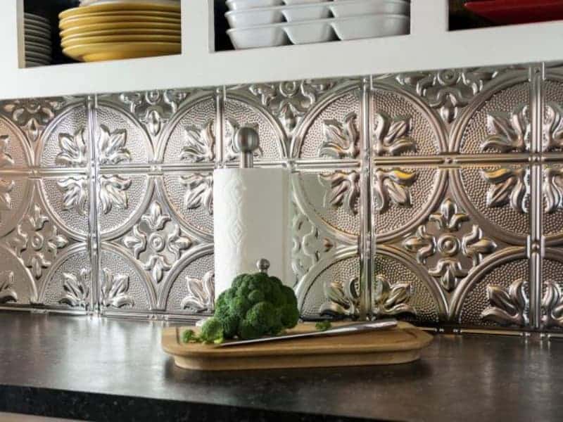 Metal backsplash tiles