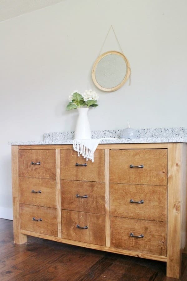 Faux Drawer DIY Double Bathroom Vanity – also by Shara