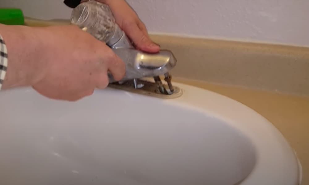 How To Replace A Bathroom Faucet Step By Tutorial - How To Remove A Three Piece Bathroom Faucet