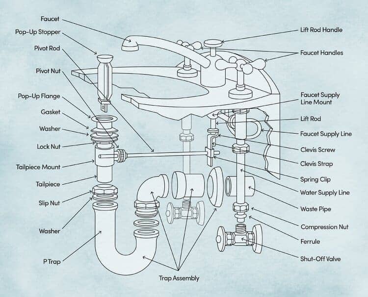20 Bathroom Sink Drain Parts How They, What Are The Parts Of A Kitchen Sink Called