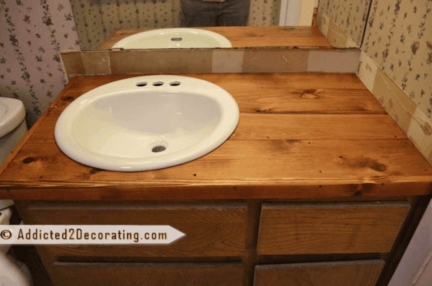 Bathroom Makeover Day 2 My $35 DIY Wood Countertop