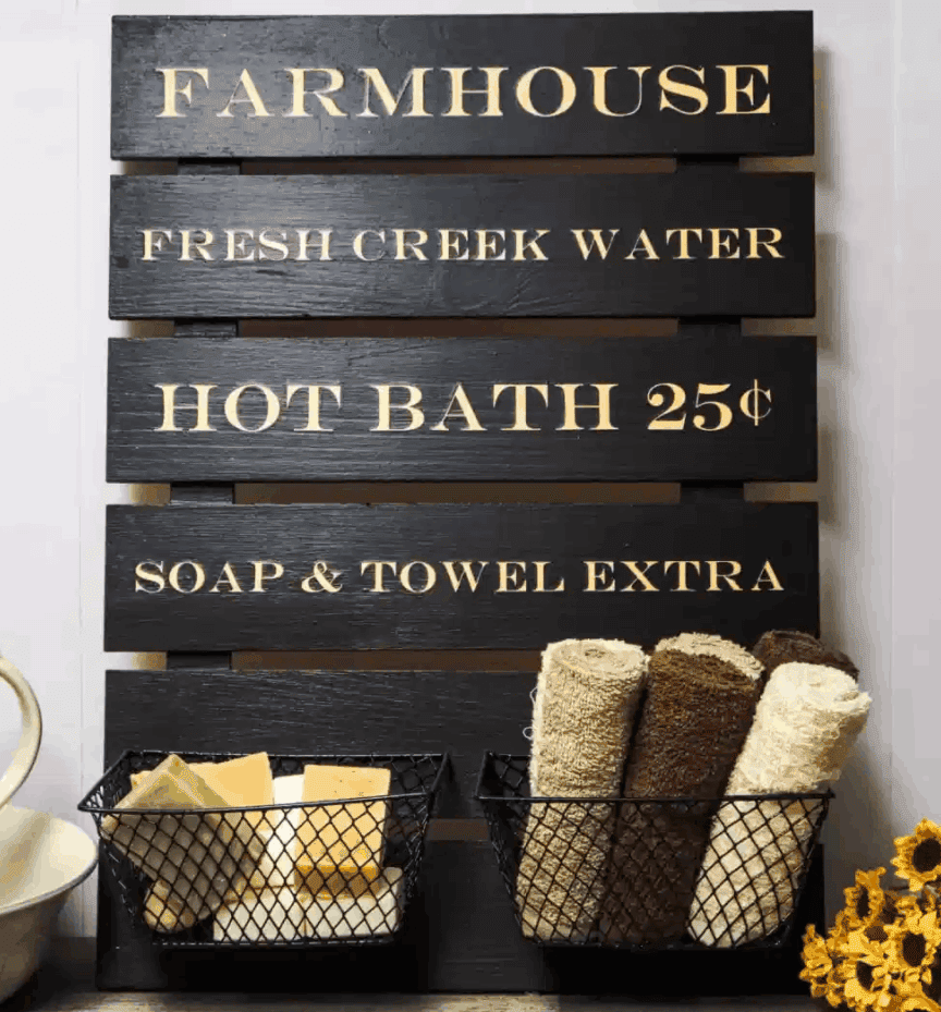 DIY Bathroom Farmhouse Wood Sign
