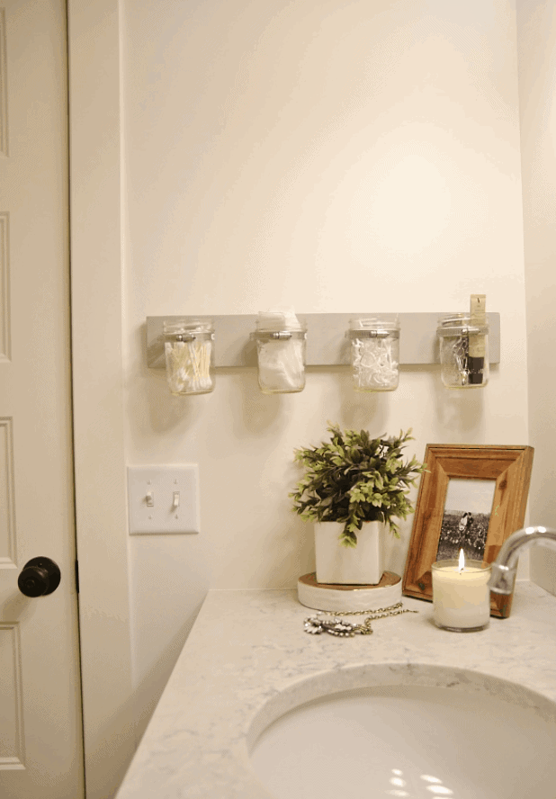 DIY Mason Jar Bathroom Storage