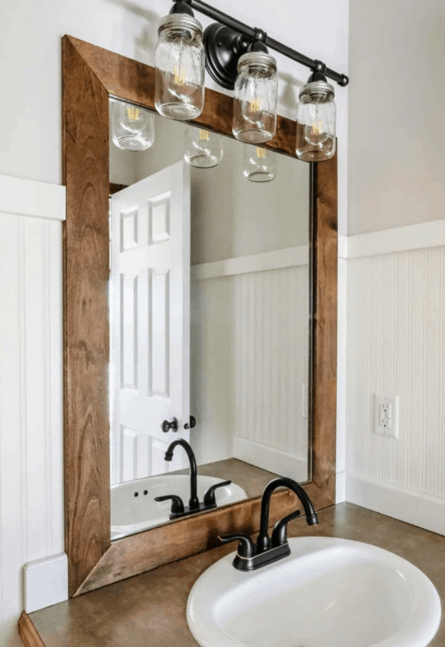 How to Add a DIY Wood Frame to a Bathroom Mirror