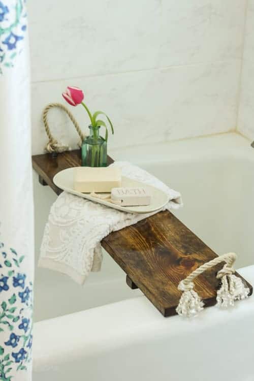 Rustic DIY Bathtub Tray