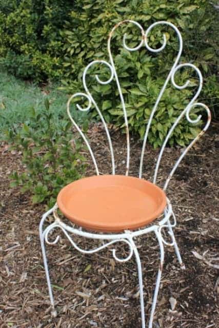 Salvaged Chair Bird Bath