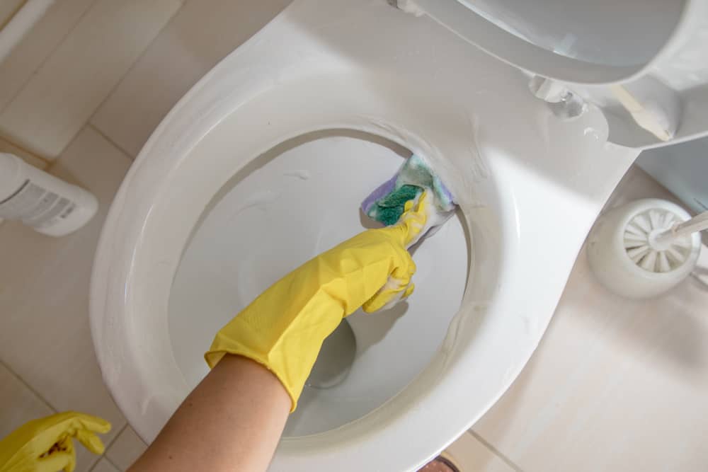 how to clean under toilet rim